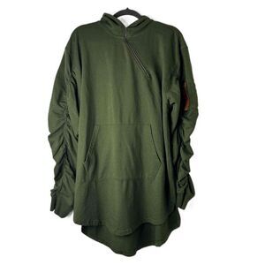 Bleecker Mercer Hoodie Ladies Size 2/3XL* Green Streetwear Half Zip Long Sleeve